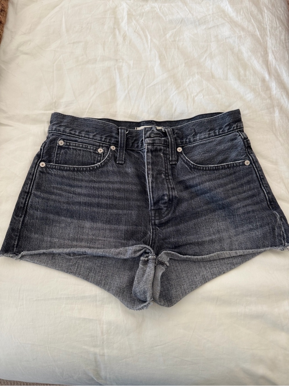 Madewell Black High-Rise Denim Cutoff Shorts